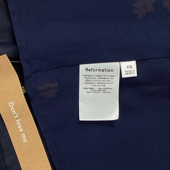 Reformation Size XS NWT Lucky Wrap Dress Princess Margaret Navy Floral Printed - Picture 8 of 9